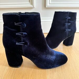 Nine West Elegant Velvet Ankle Boots - Navy - Excellent Condition
